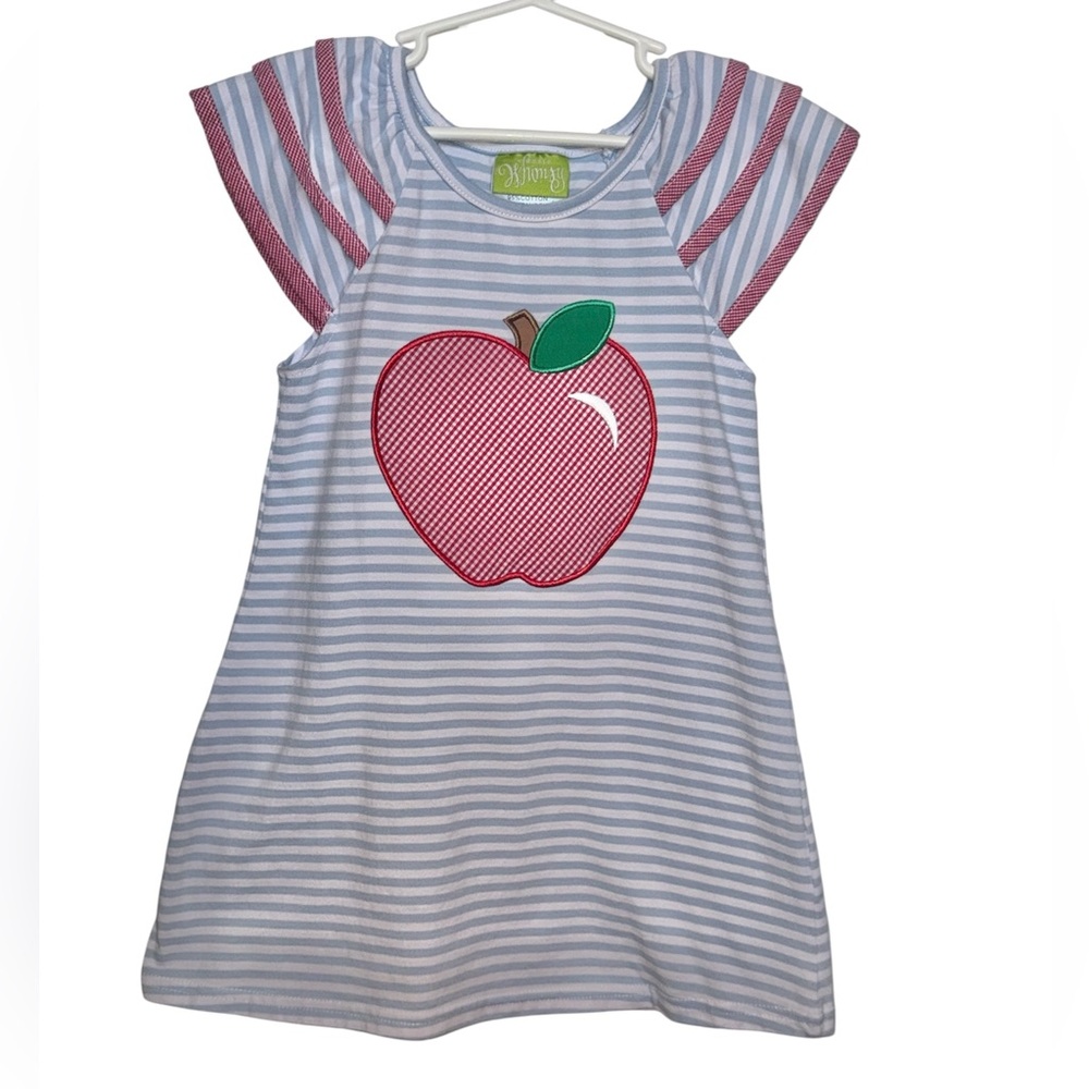 Classic Whimsy Light Blue Stripe Apple Milly Dress